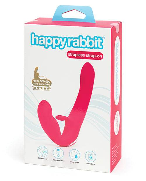 Happy Rabbit Strapless Strap on Rabbit Vibe - Pink - SEX LOVE DOLLS