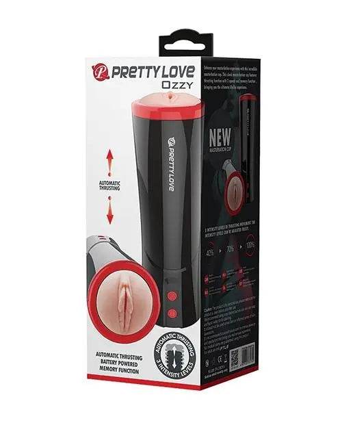 Pretty Love Ozzy Thrusting Male Masturbator W-flesh Sleeve - Black - SEX LOVE DOLLS