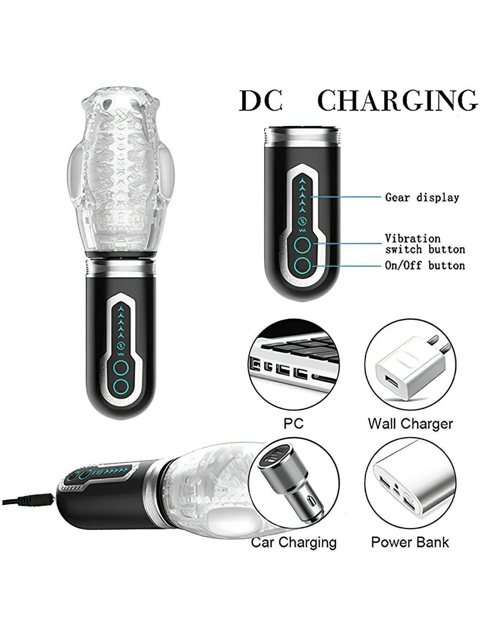 The Male Rose 3 Thrusting, Rotating & Vibrating Oral Sex Masturbator - Black - SEX LOVE DOLLS