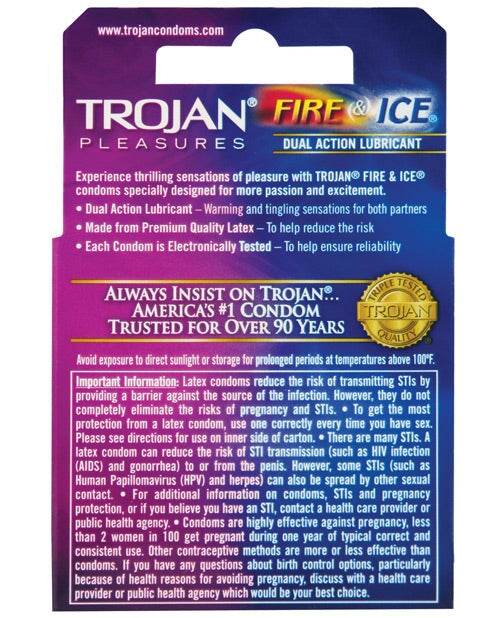 Trojan Fire & Ice Condoms - Box Of 3 - SEX LOVE DOLLS